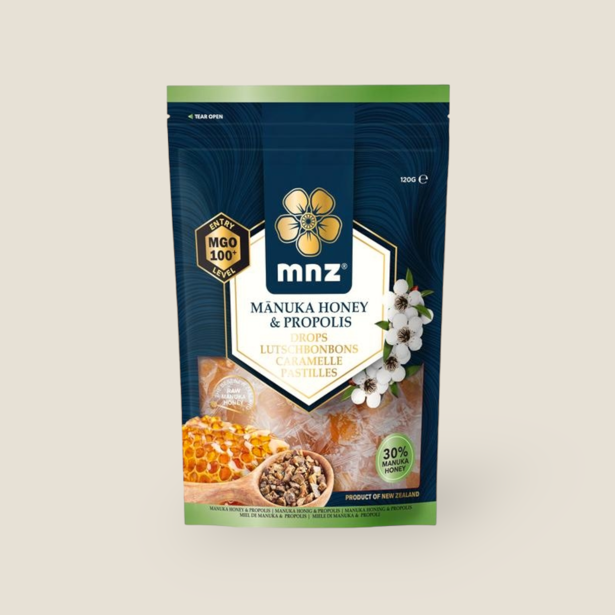 New Zealand Manuka honing MGO 100+ pastilles propolis